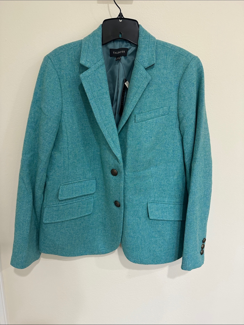 Talbots Teal Tailored Wool-Blend Blazer